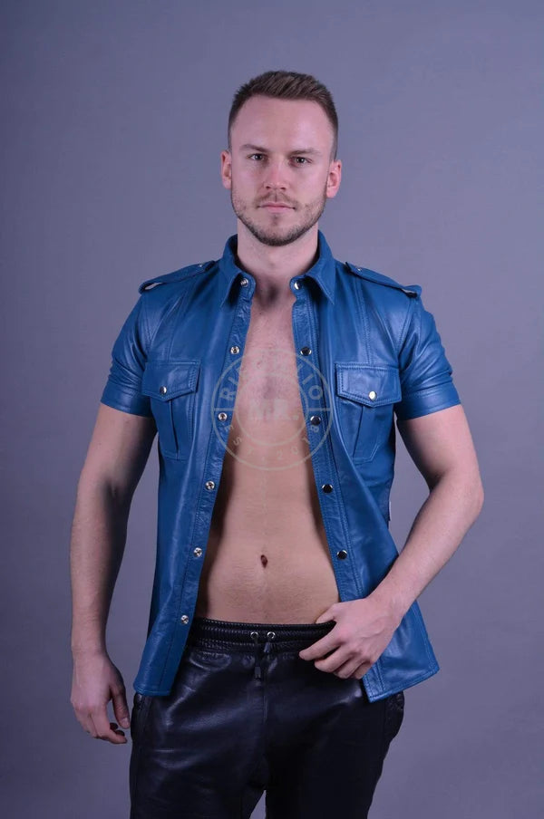 JEANS BLUE LEATHER SHIRT