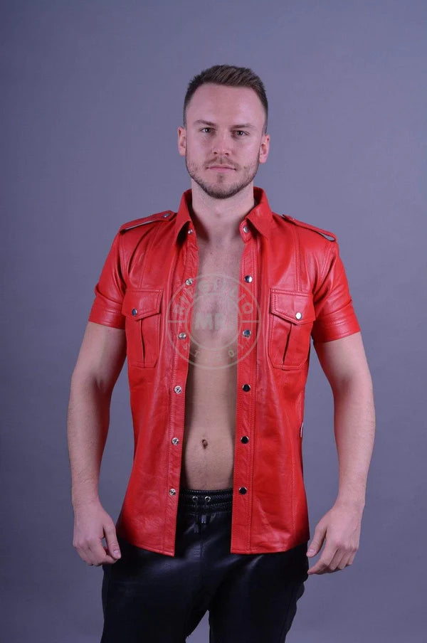 RED LEATHER SHIRT
