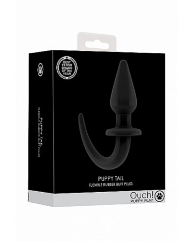 OUCH PUPPY PLAY - FLEXIBLE RUBBER BUTT PLUG - BLACK