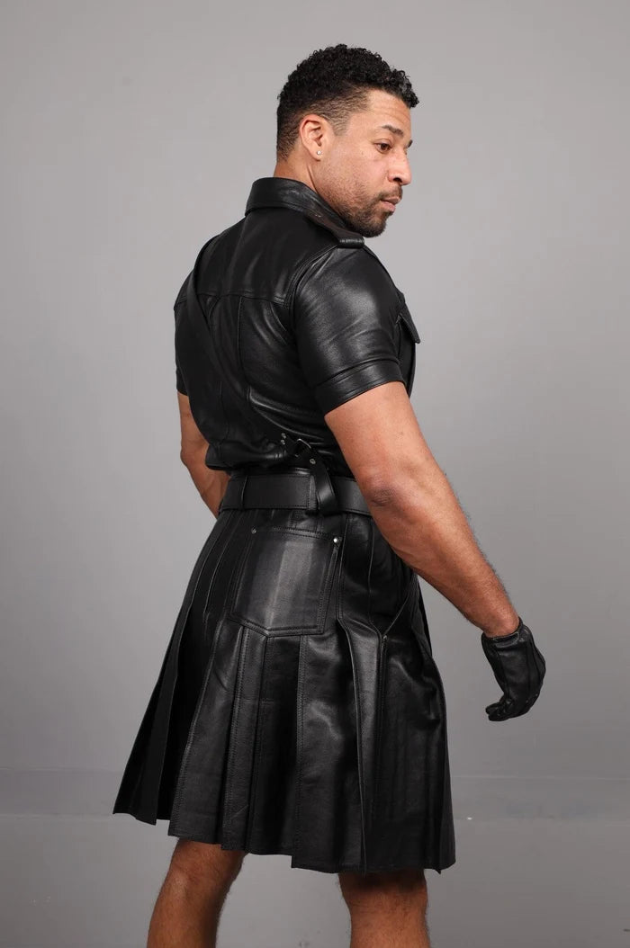 BLACK LEATHER KILT