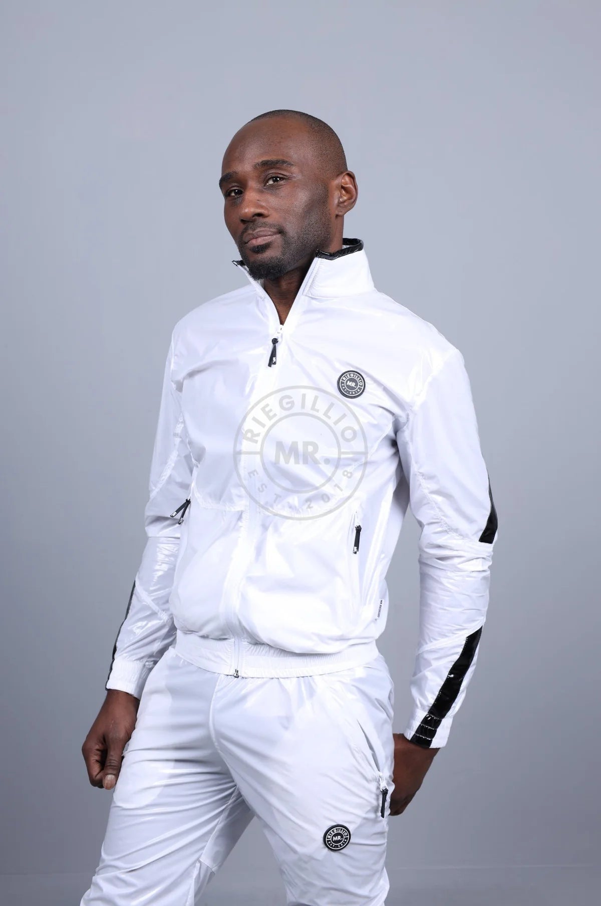 SHINY NYLON 24 TRACKSUIT JACKET - WHITE