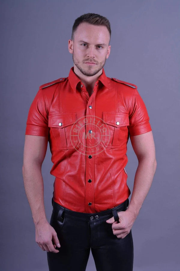 RED LEATHER SHIRT