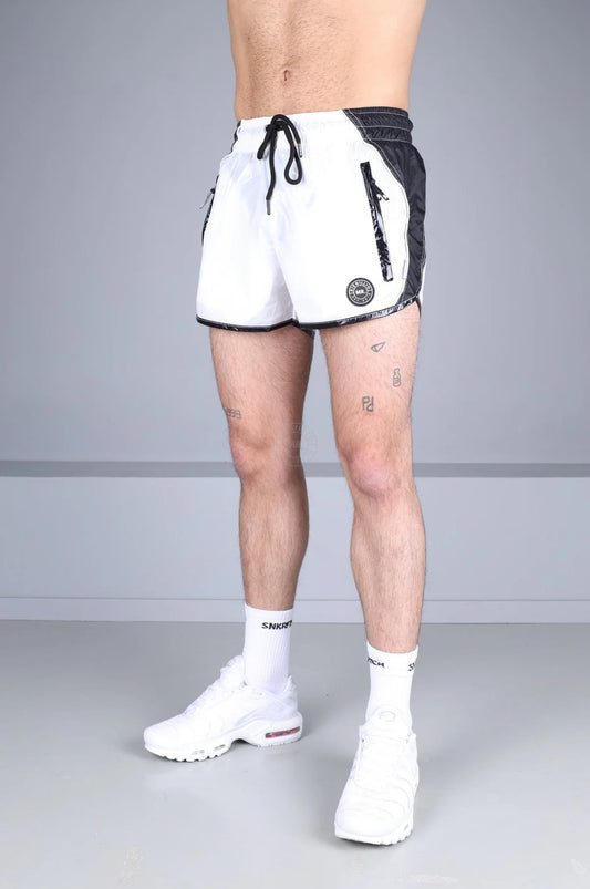 SHINY NYLON 24 TRACKSUIT MINI SHORT - WHITE