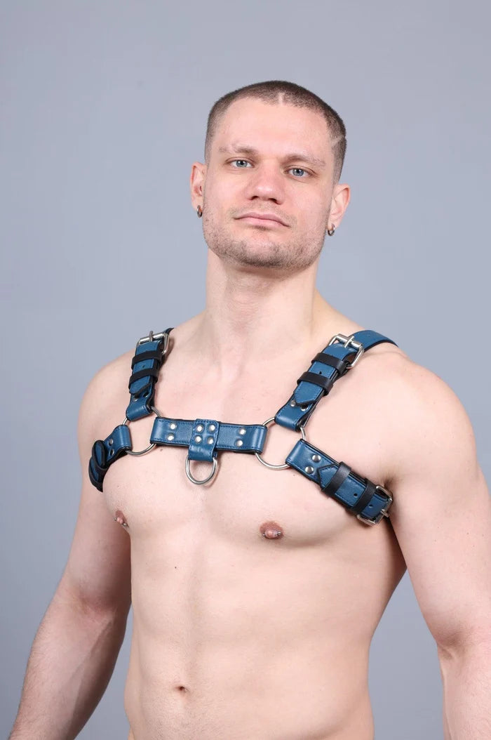LEATHER HARNESS - JEANS BLUE