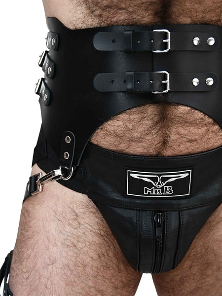 MISTER B SERVE LEATHER GARTER BELT BLACK