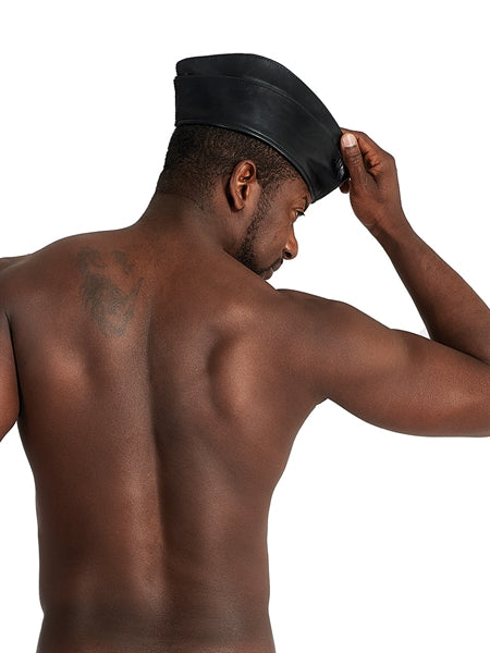 MISTER B LEATHER GARRISON CAP ALL BLACK