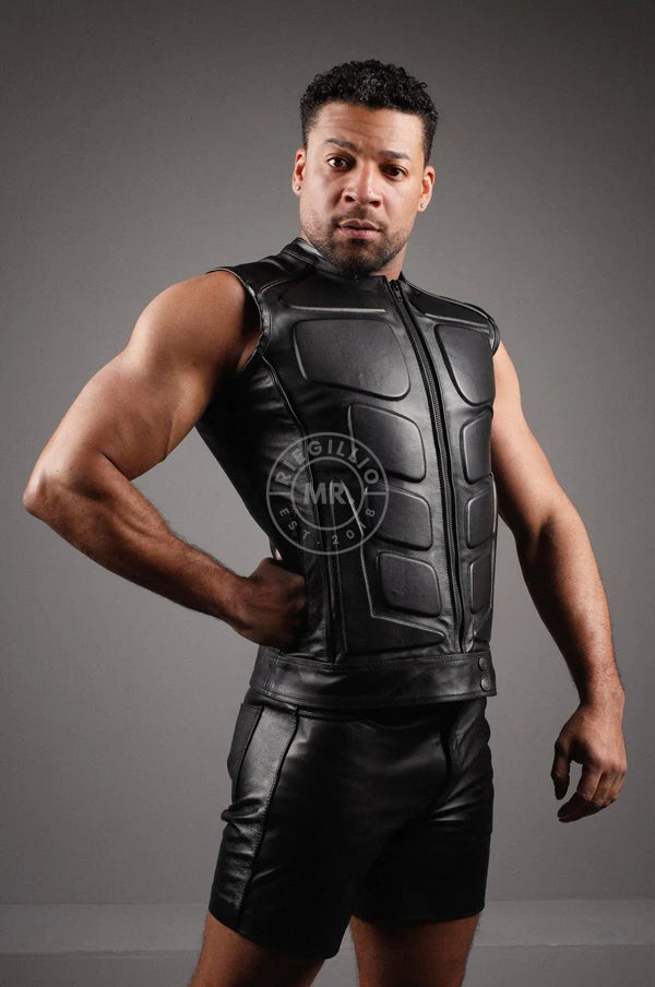 BLACK LEATHER BULLET VEST