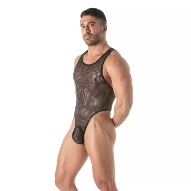 CIRCUIT FISHNET BODY THONG BLACK