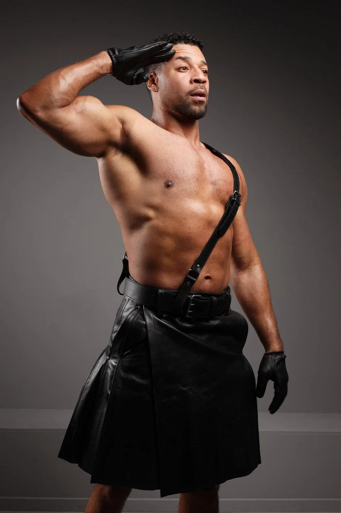 BLACK LEATHER KILT
