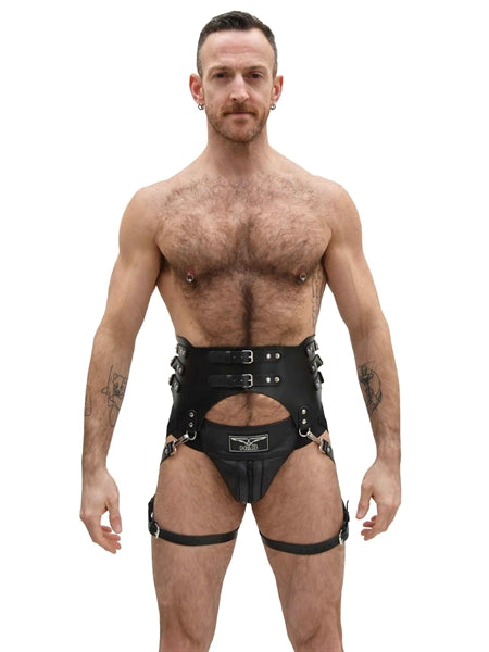 MISTER B SERVE LEATHER GARTER BELT BLACK