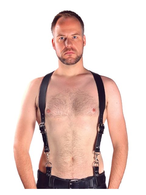 MISTER B LEATHER COMBI HARNESS BRACES BASIC BLACK