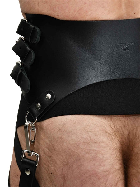 MISTER B SERVE LEATHER GARTER BELT BLACK