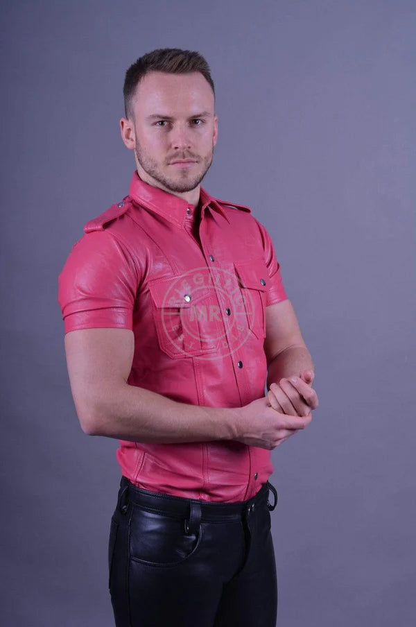 PINK LEATHER SHIRT