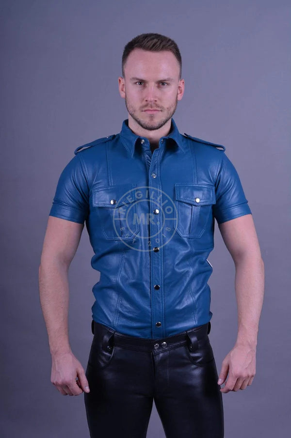 JEANS BLUE LEATHER SHIRT