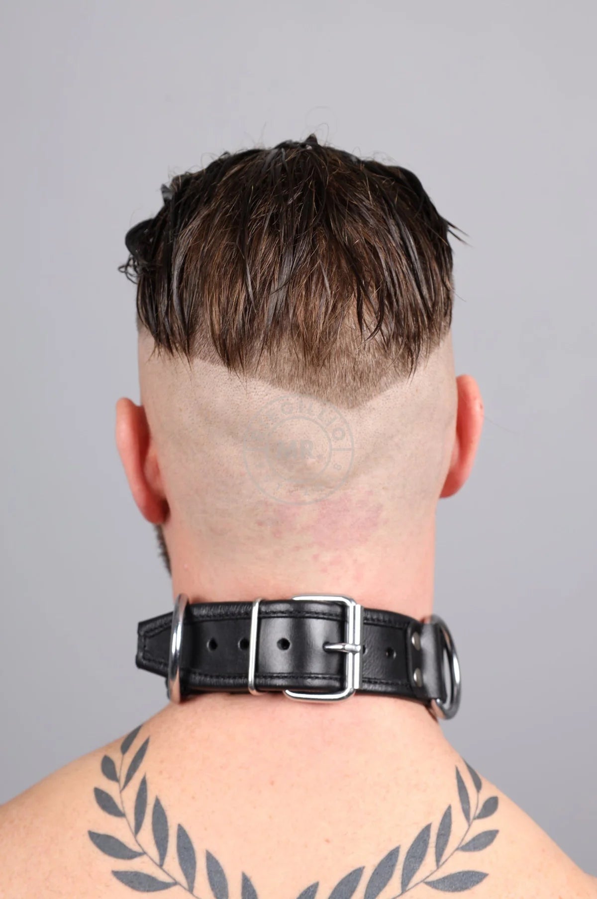 BLACK LEATHER COLLAR 4/D RINGS - FULL BLACK