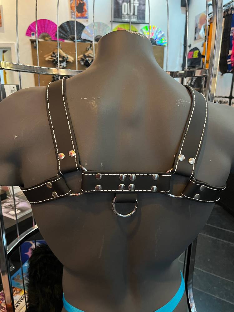 LEATHER HARNESS - BLACK/WHITE