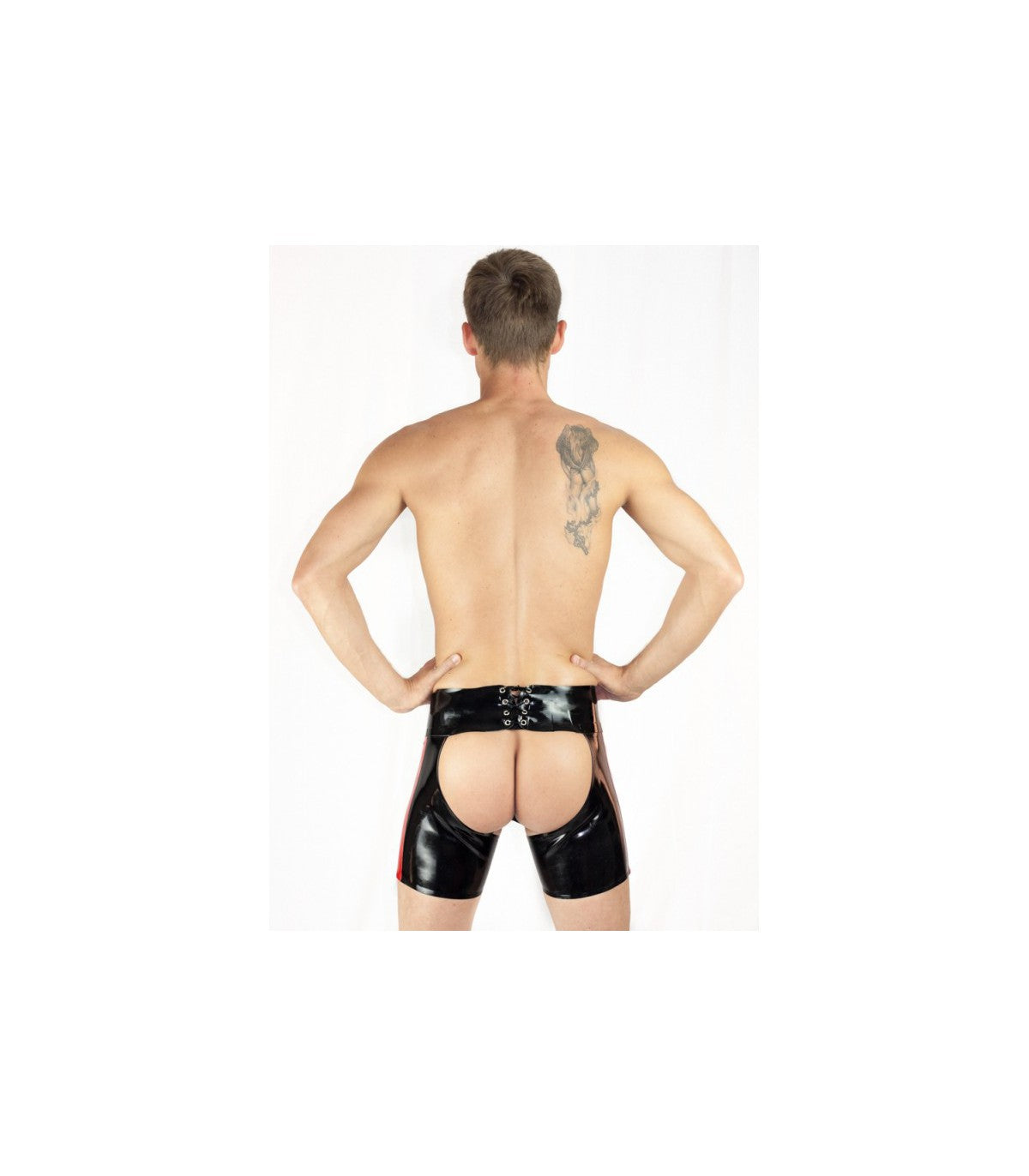 RUBBER CHAP SHORT BLACK RED