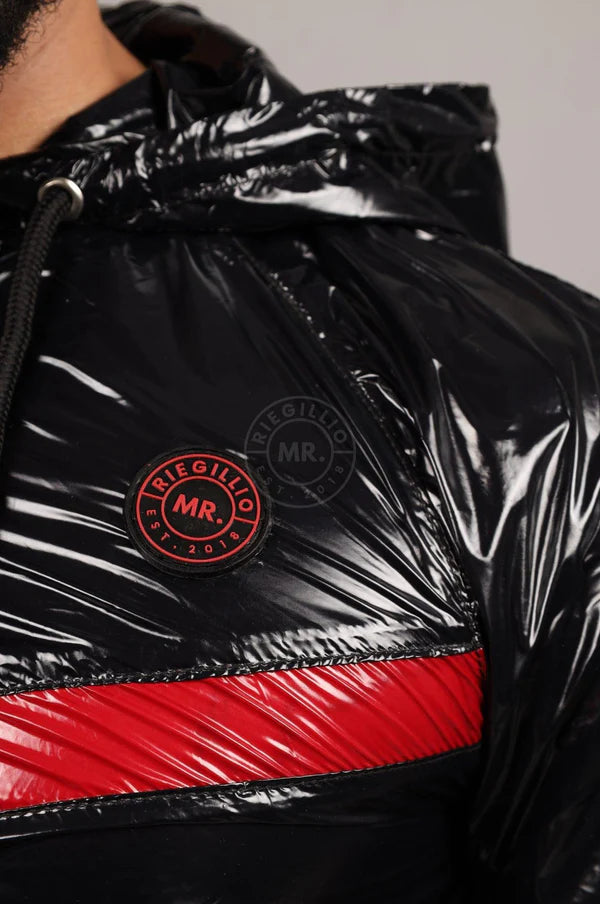 SHINY NYLON BASE TRACKSUIT JACKET - RED