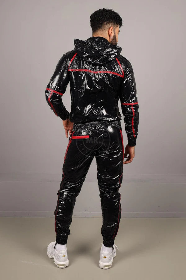 SHINY NYLON BASE TRACKSUIT PANTS - RED