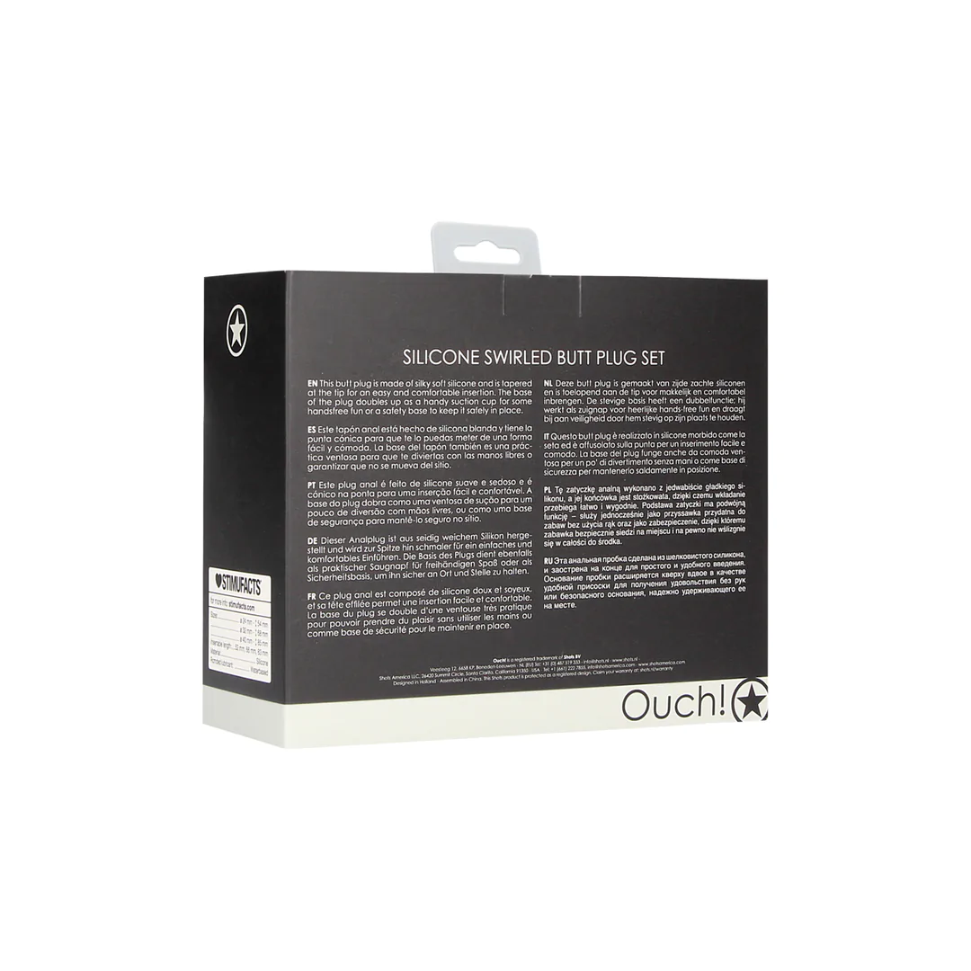 SWIRLED BUTT PLUG SET - BLACK