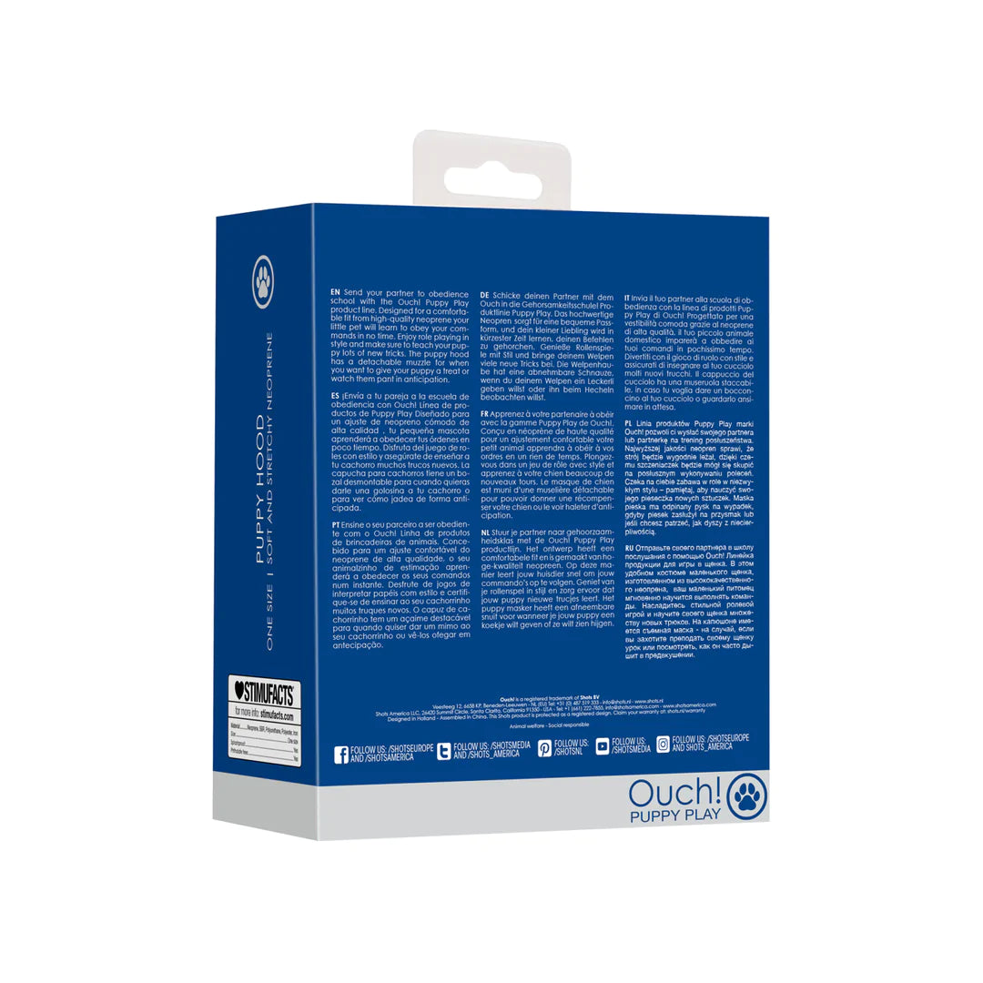 OUCH PUPPY PLAY - NEOPRENE PUPPY HOOD - BLUE