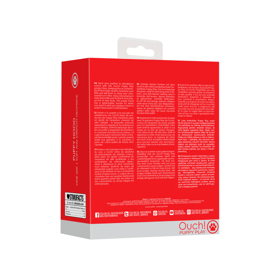 OUCH PUPPY PLAY - NEOPRENE PUPPY HOOD - RED