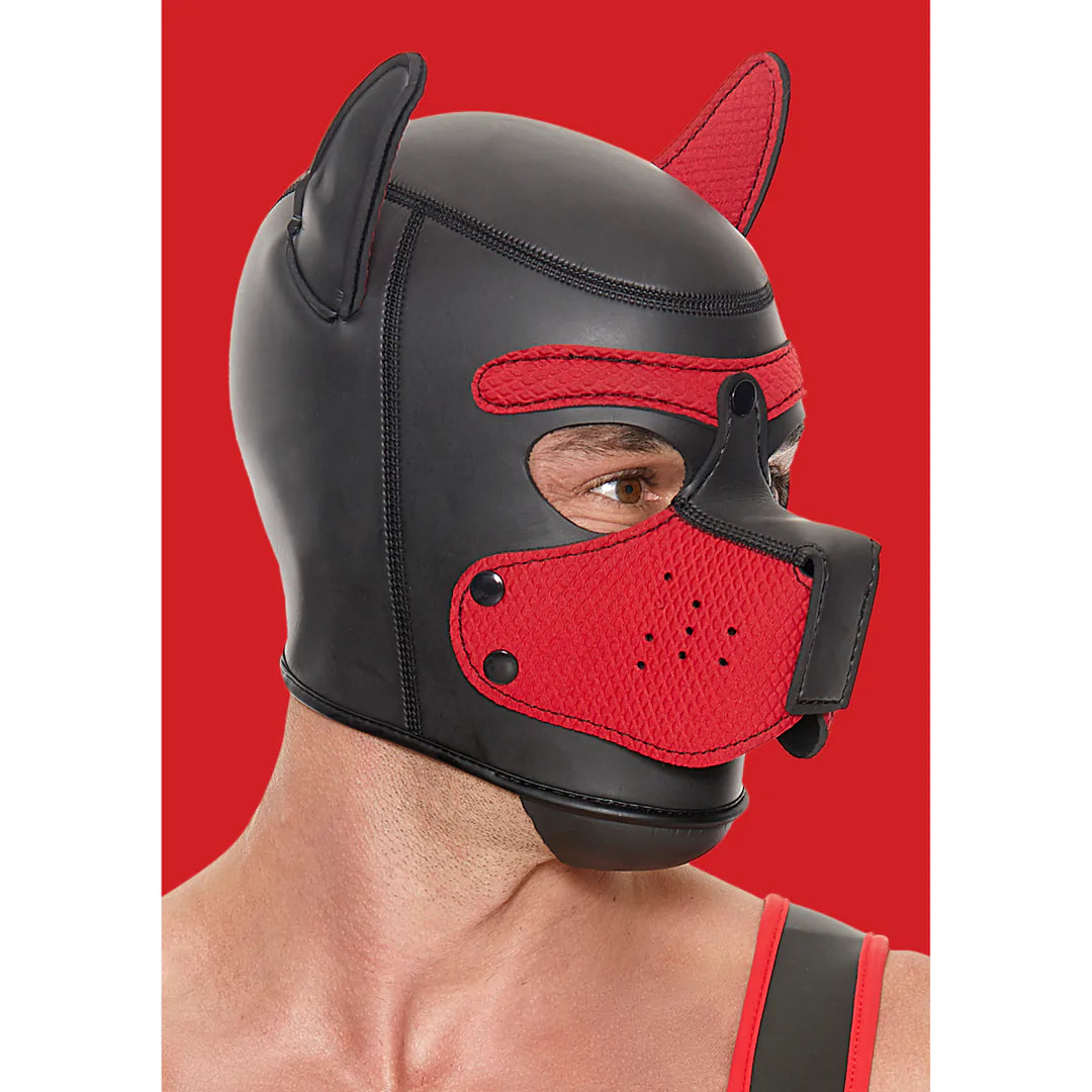 OUCH PUPPY PLAY - NEOPRENE PUPPY HOOD - RED