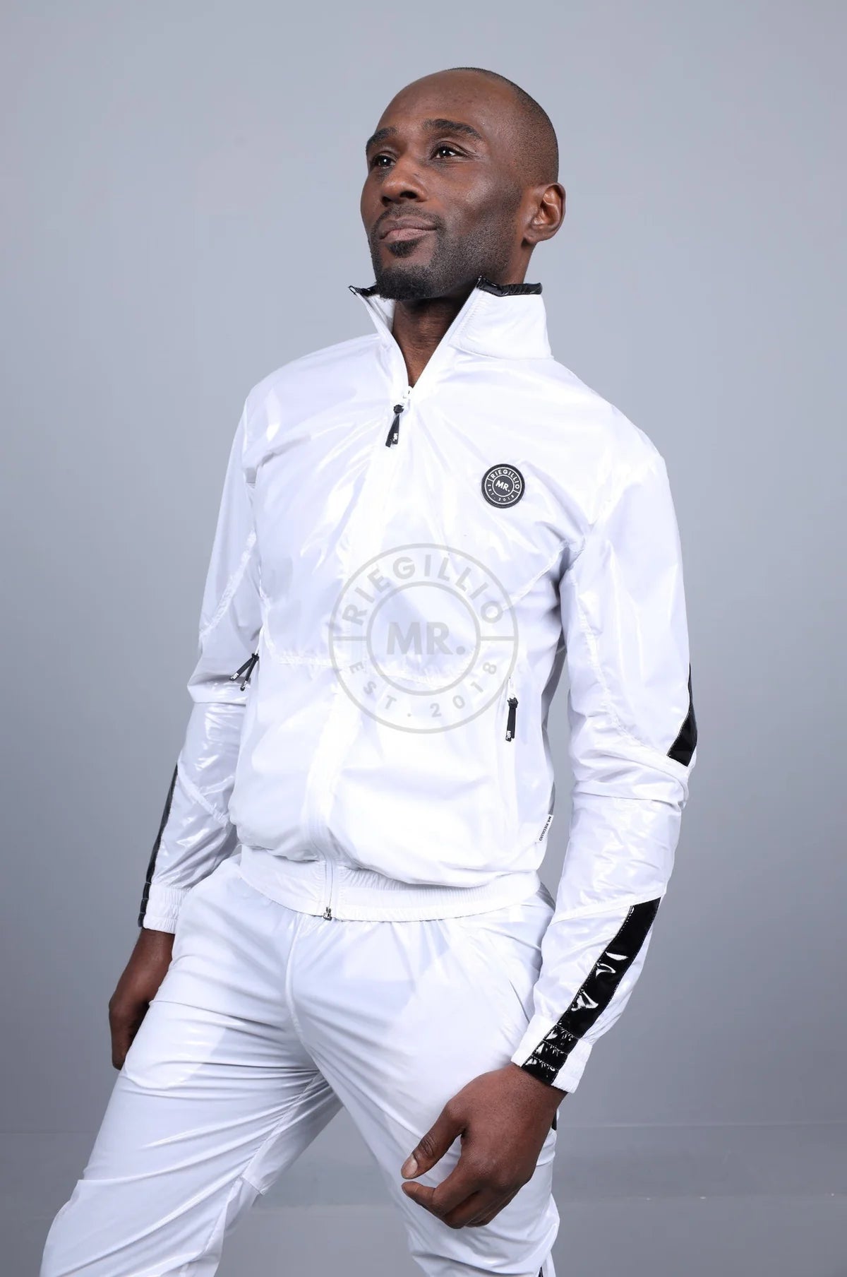 SHINY NYLON 24 TRACKSUIT JACKET - WHITE