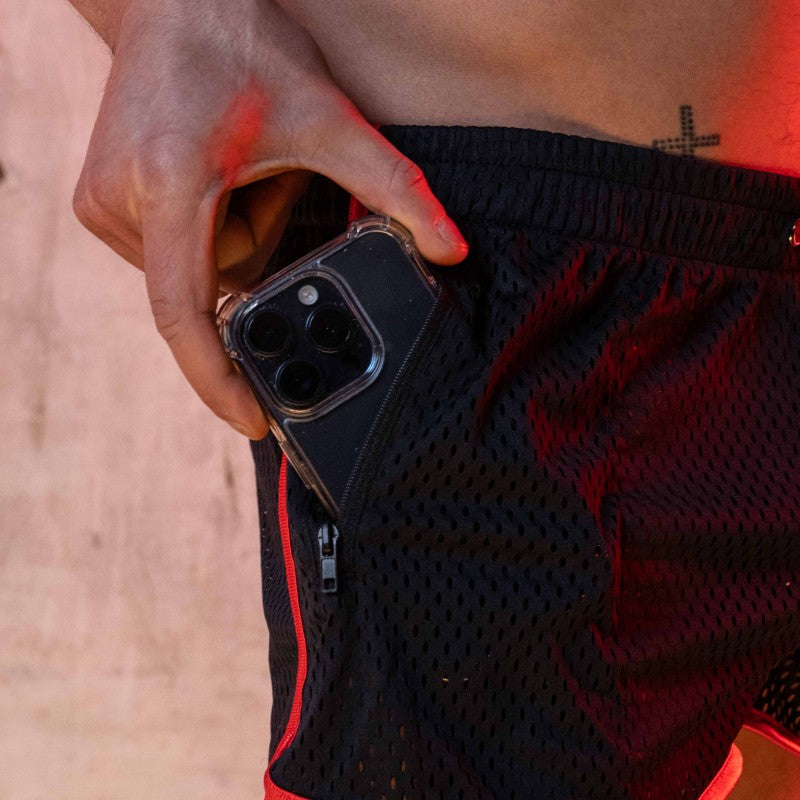 AIRCOOL SHORT - BLACK/RED - ZIPPER