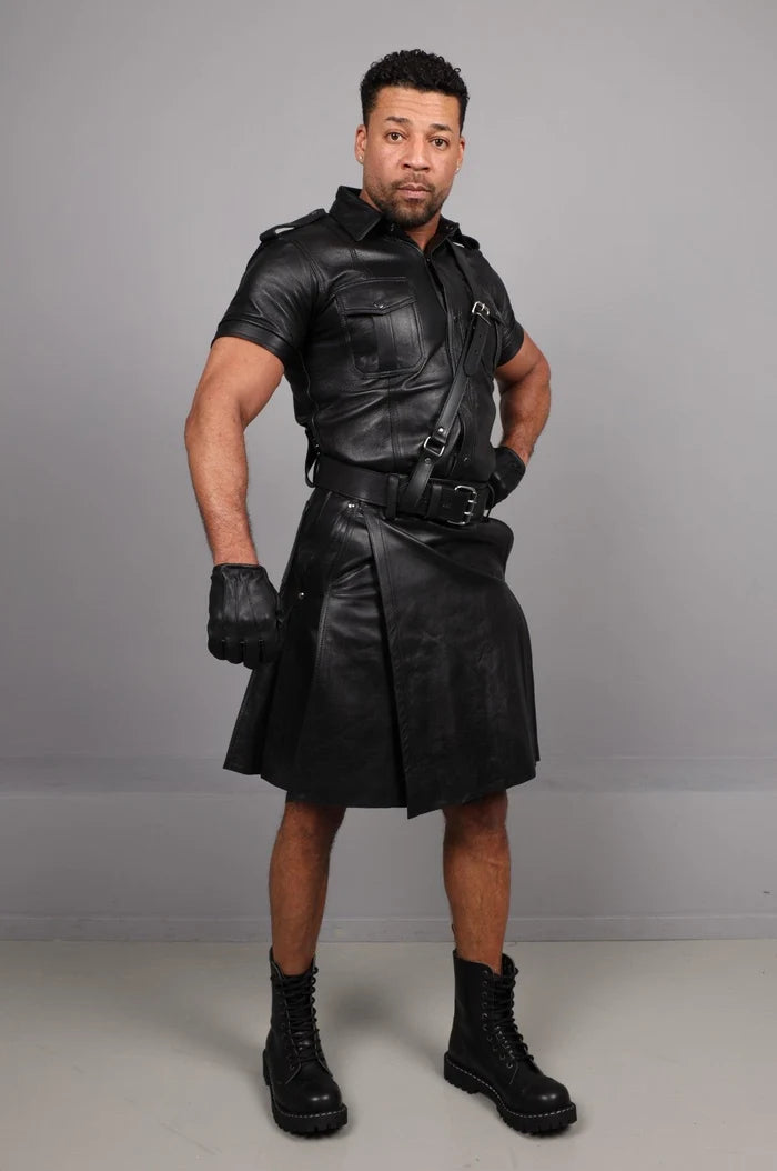 BLACK LEATHER KILT