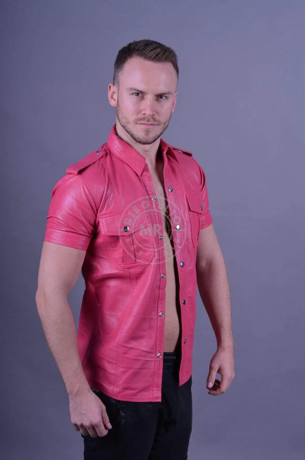 PINK LEATHER SHIRT