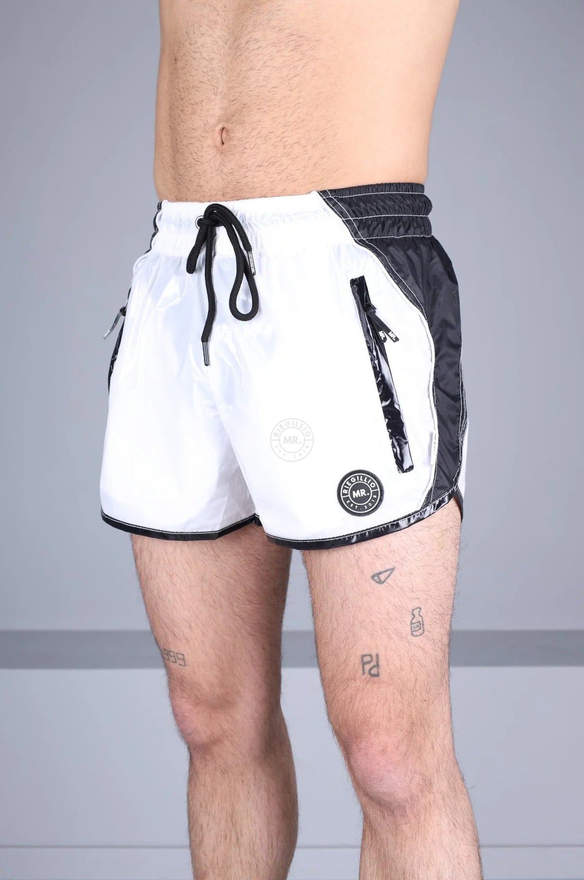 SHINY NYLON 24 TRACKSUIT MINI SHORT - WHITE