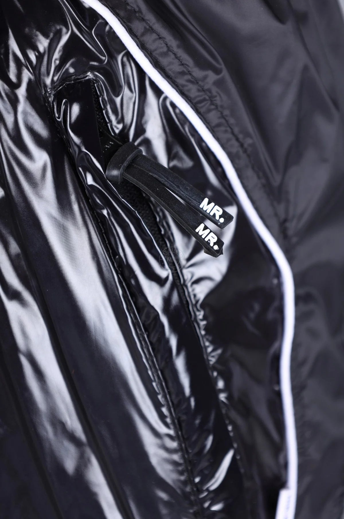 SHINY NYLON 24 TRACKSUIT MINI SHORT - BLACK