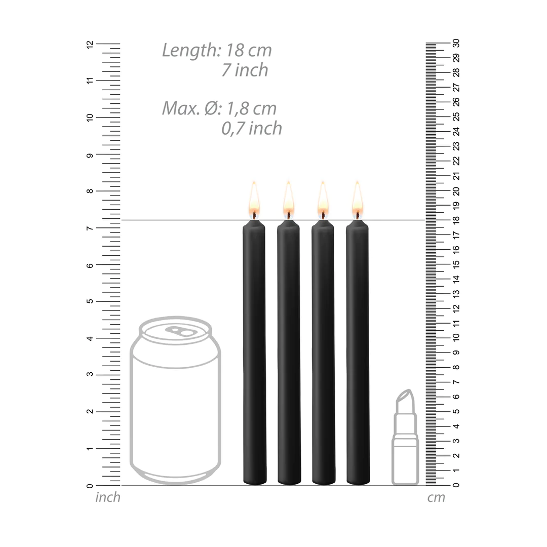 TEASING WAX CANDLES - 4 PIECES - LARGE - BLACK