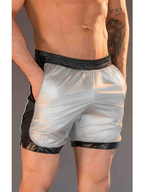 DALE MAS REBEL SHINY LONG SHORT - SILVER BLACK