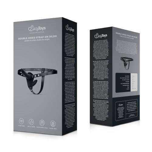 EASYTOYS FETISH - GODEMICHET DOUBLE-FACE AVEC HARNAIS - NOIR