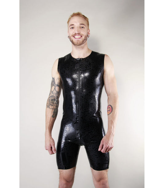 TEXTURED SURF SUIT BLACK